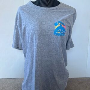 Light gray pink dolphin graphic tee